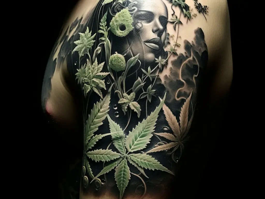 weed tattoo design shoulder