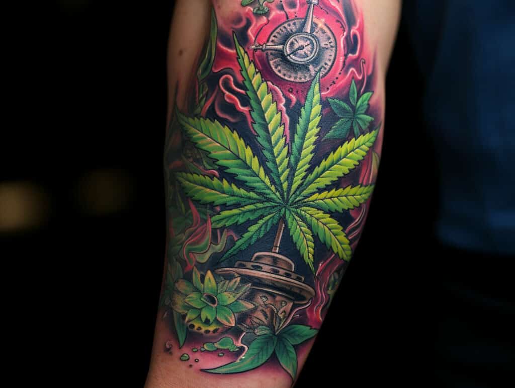red weed tattoo design