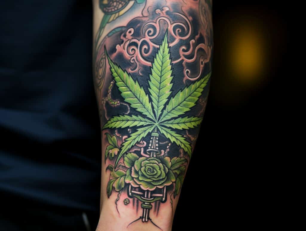 smoking weed tattoo design