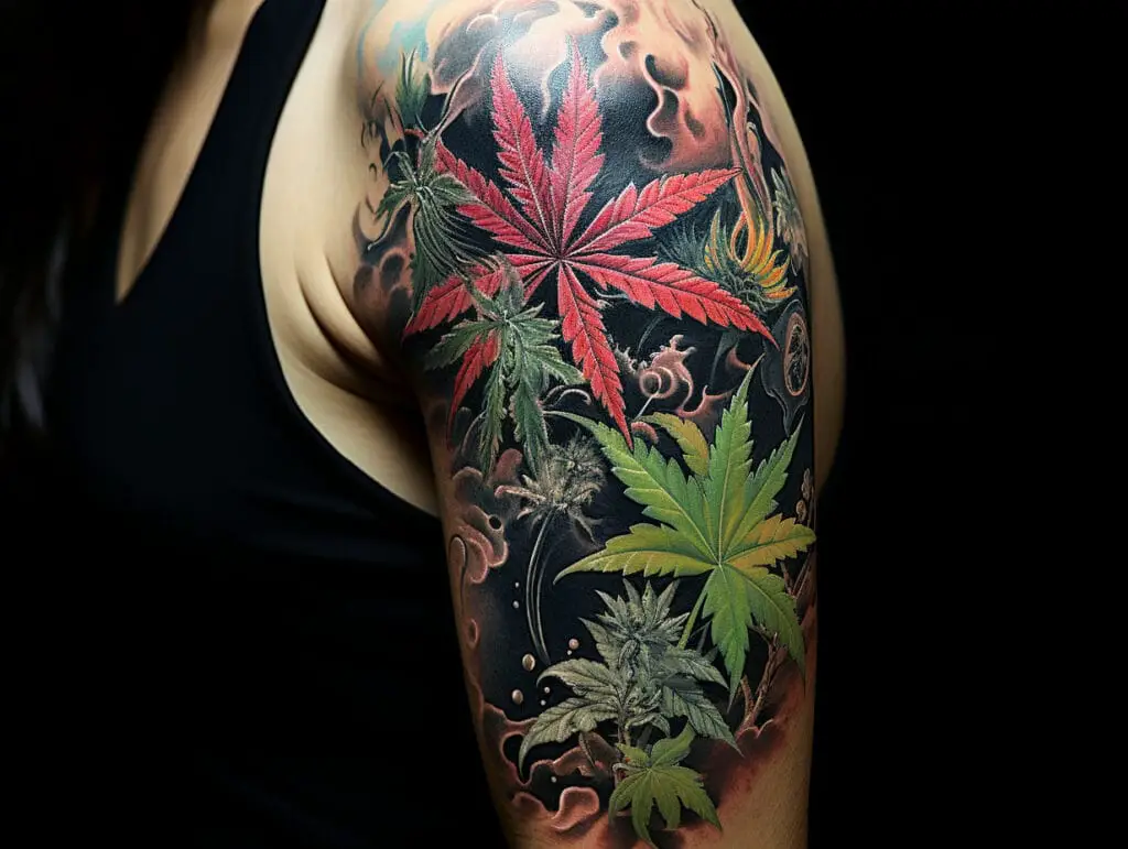 weed tattoo design leaf