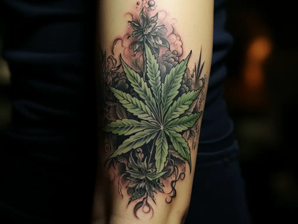 weed tattoo design for women