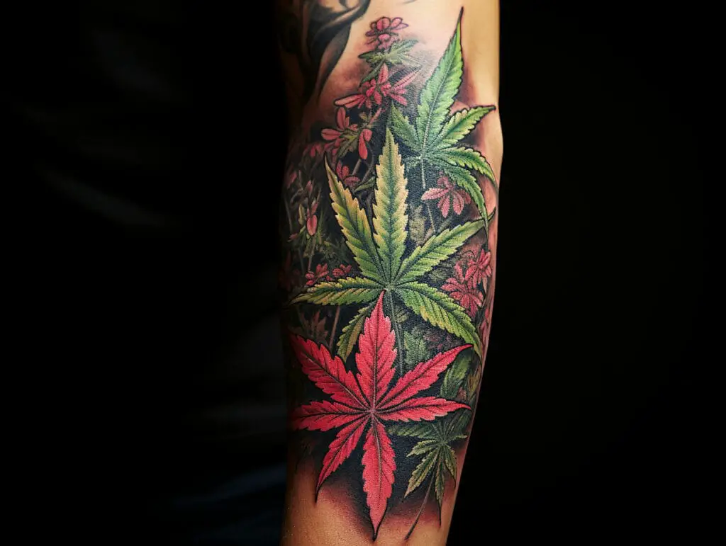 sleeve weed tattoo design