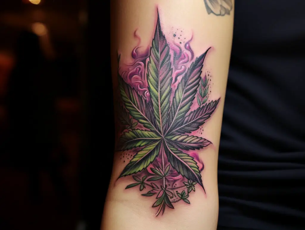 pink weed tattoo design