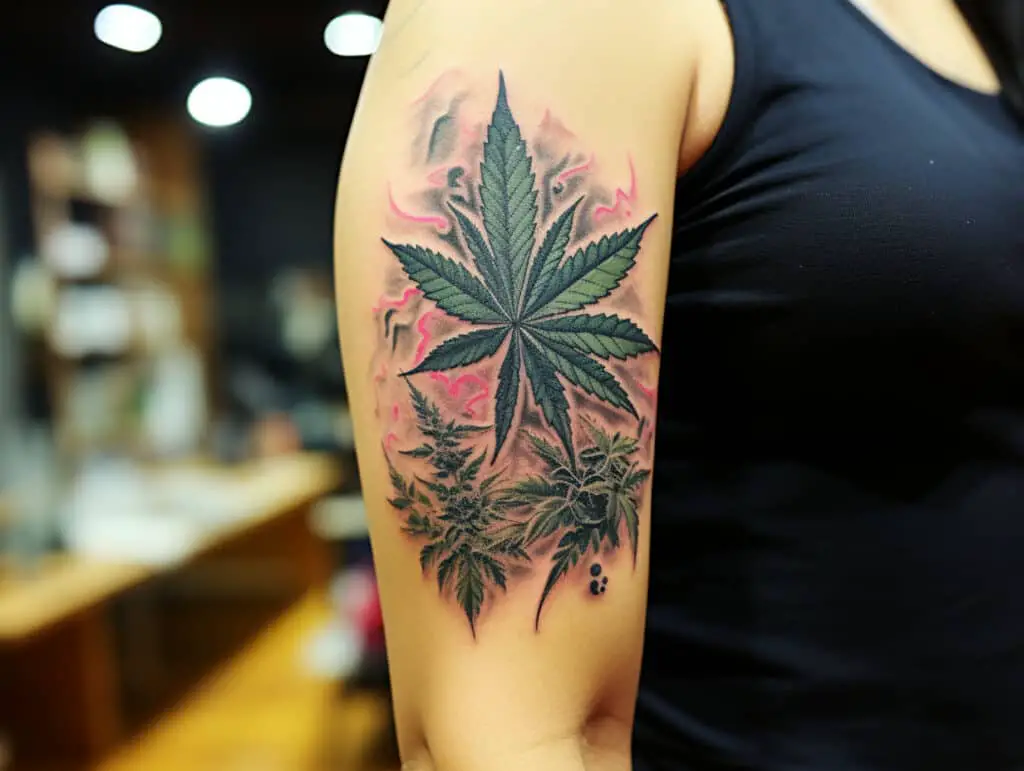women weed tattoo design