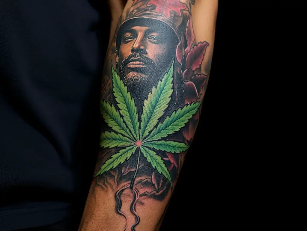 men weed tattoo design