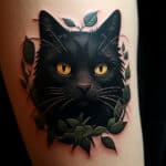 Mystical Whiskers: Black Cat Head Tattoos With Designs