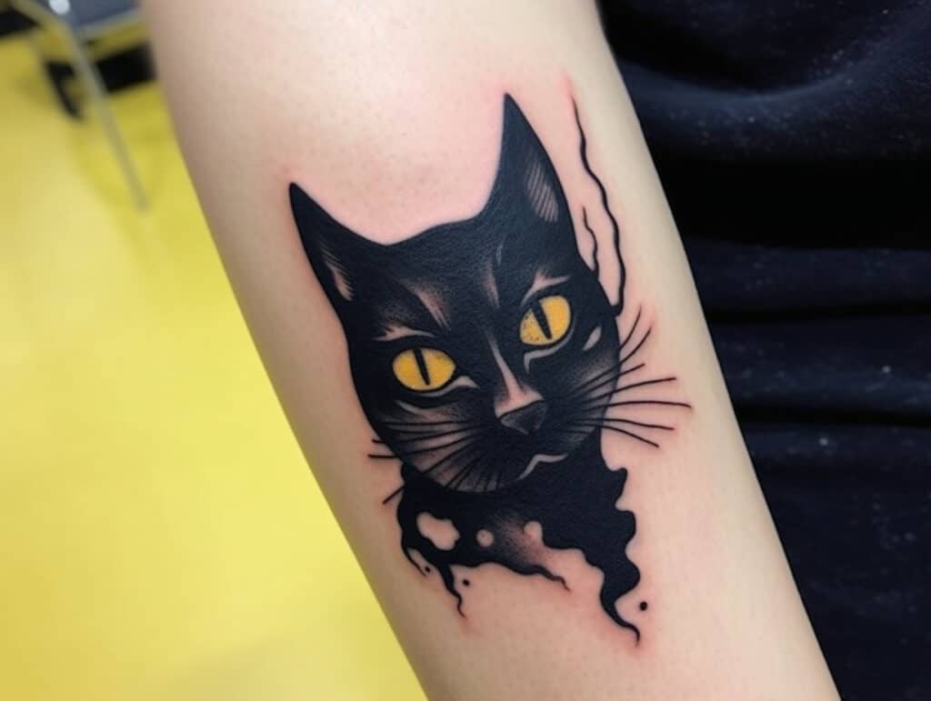 black cat head tattoo