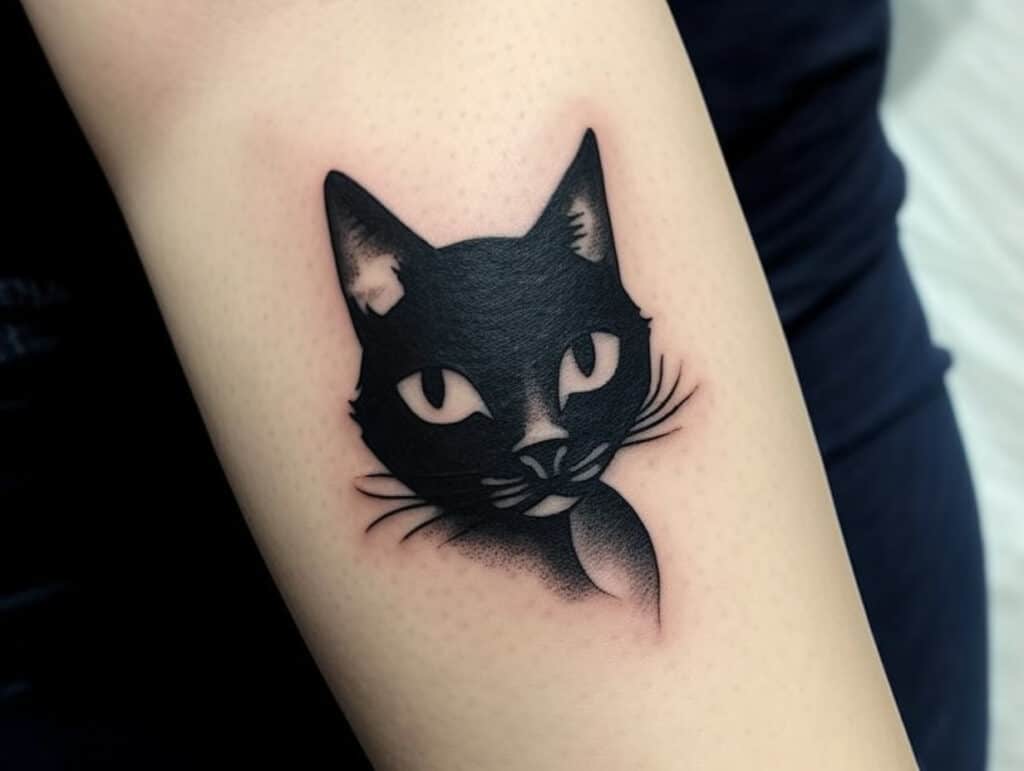 black cat head tattoo