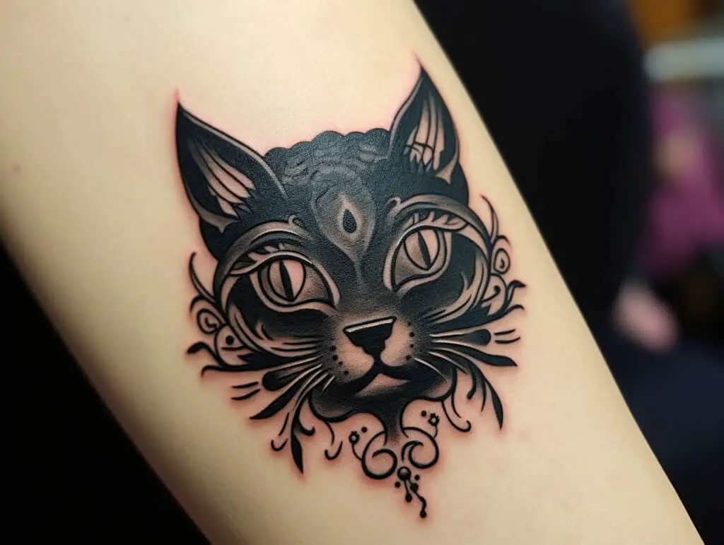 black cat head tattoo