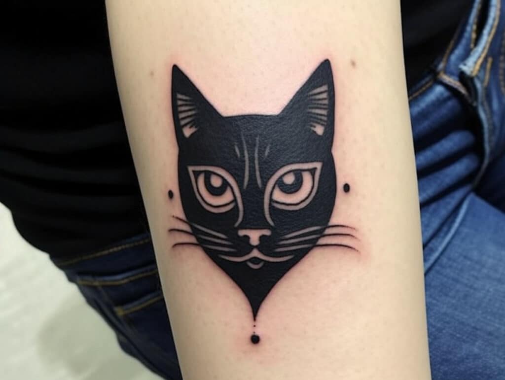 black cat head tattoo