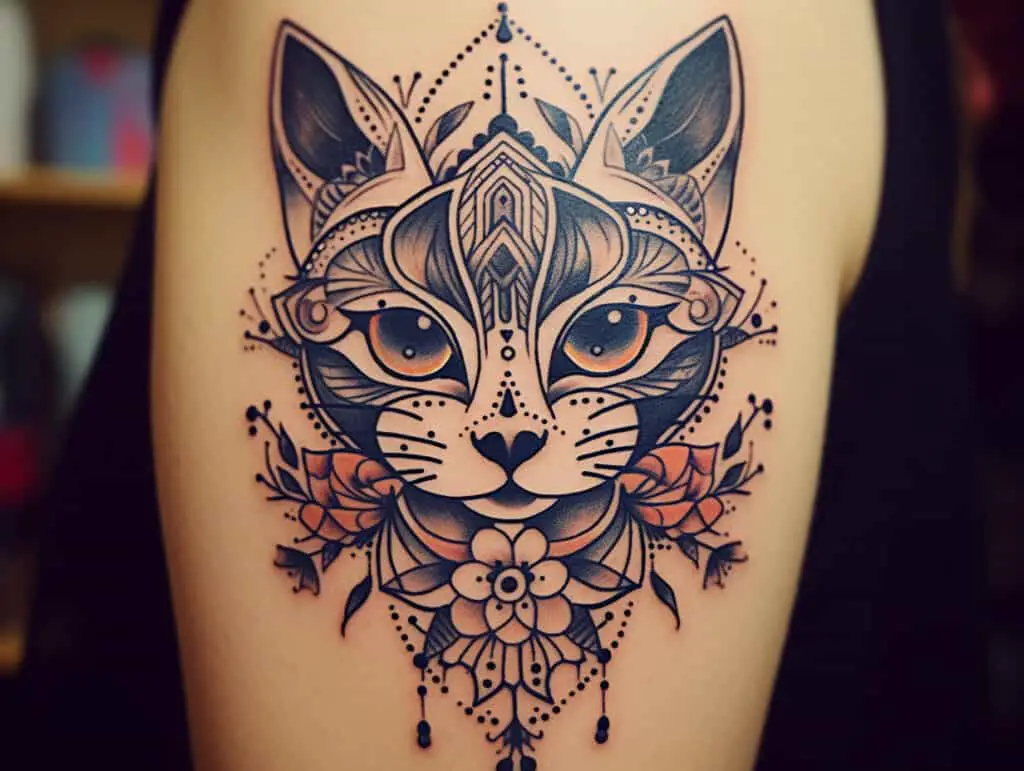 cat mandala tattoo