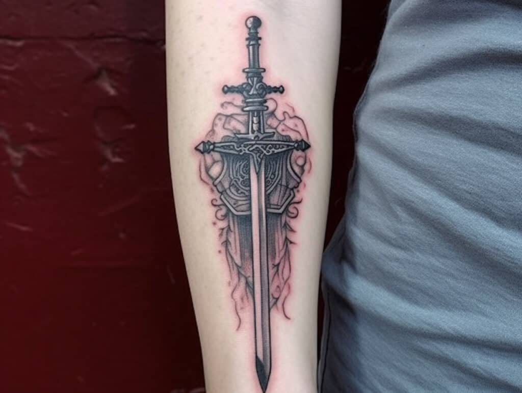 Excalibur the Mythical King Arthur Sword Tattoo + Designs