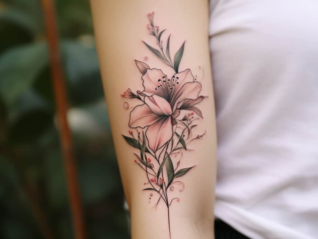 minimalist lily tattoo