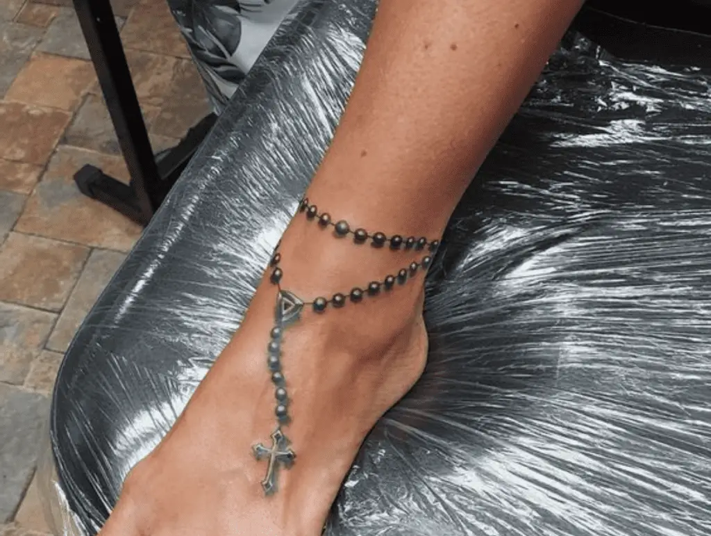 mala bead tattoo ankle