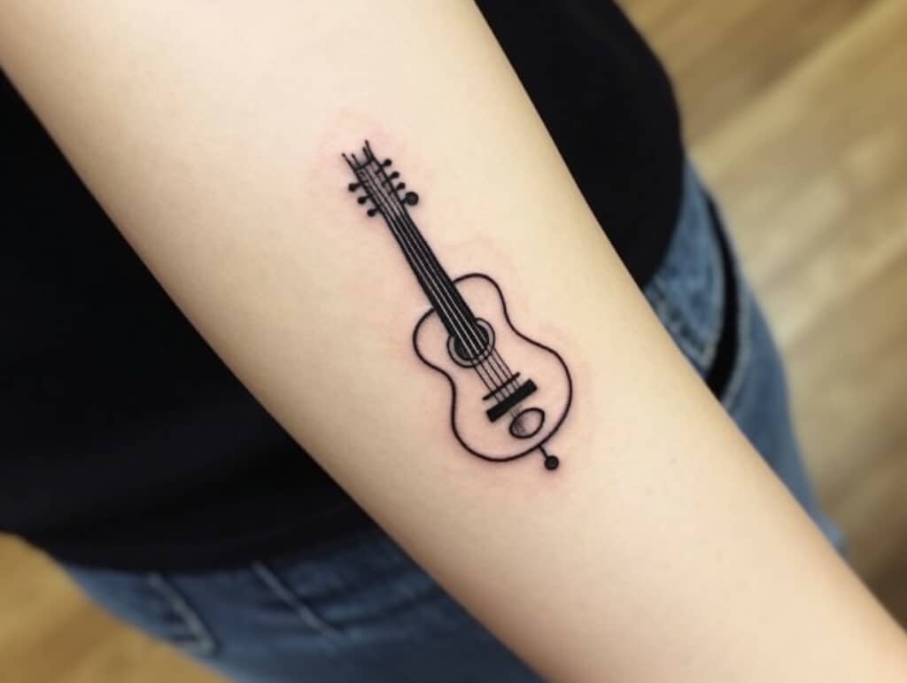 simple meaningful guitar tattoo