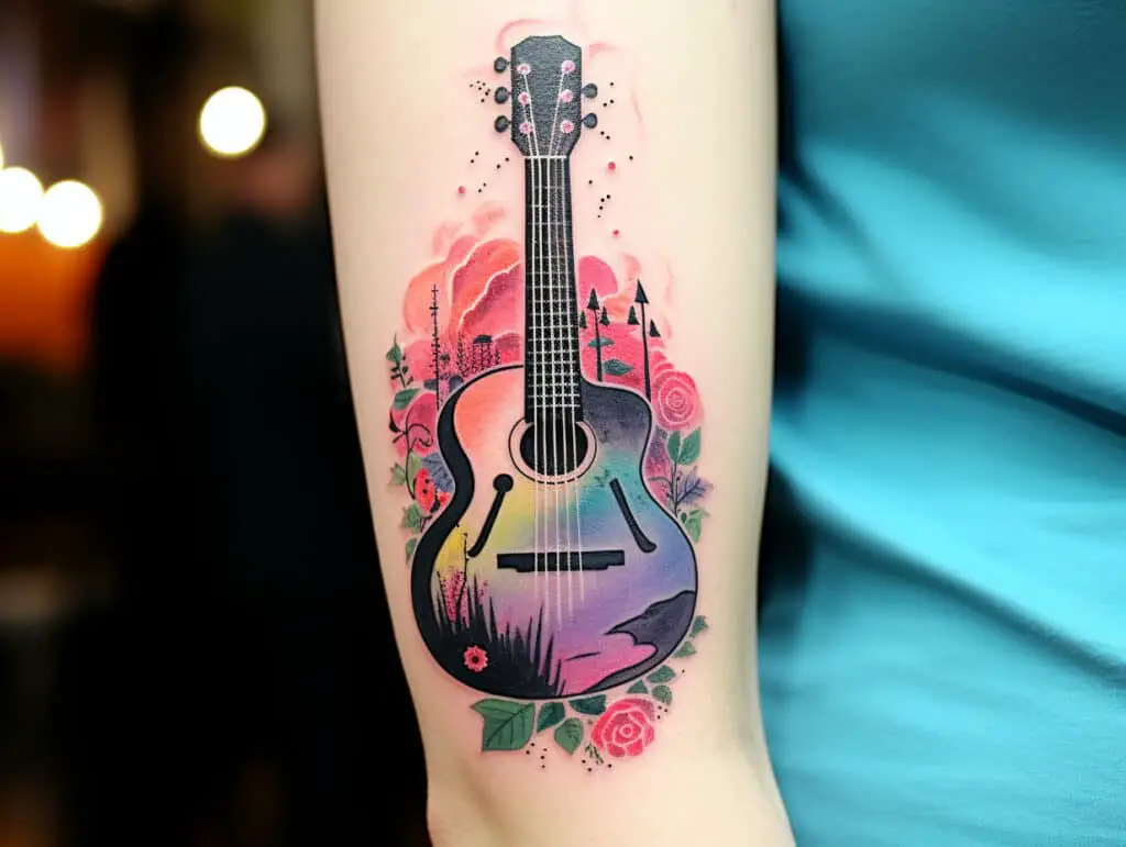 meaningful guitar tattoo