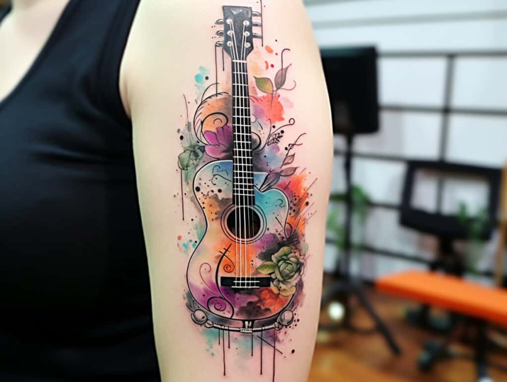 meaningful guitar tattoo