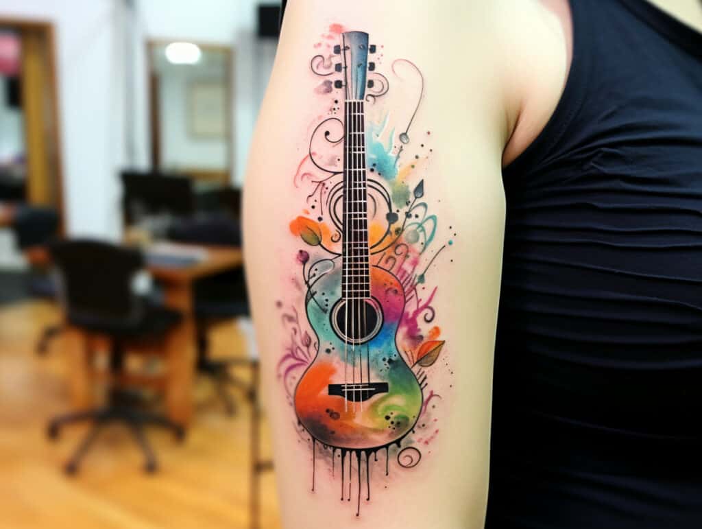 meaningful guitar tattoo