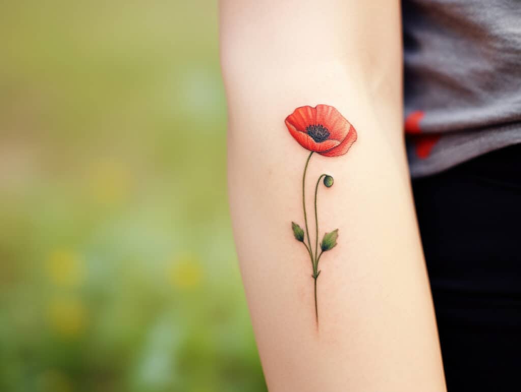 minimalist california poppy tattoo