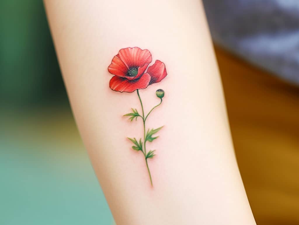 minimalist california poppy tattoo