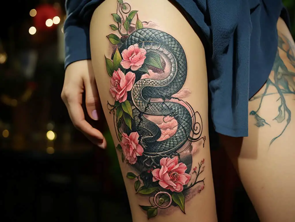 Snake Thigh Tattoo