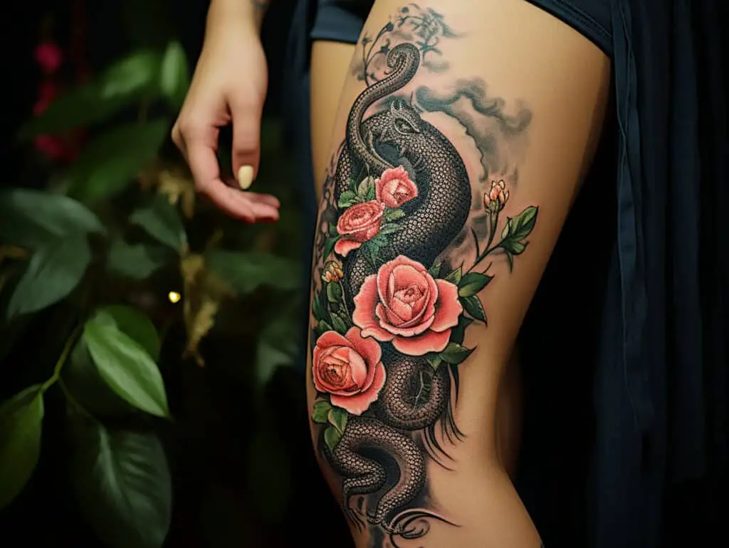 Snake Thigh Tattoo