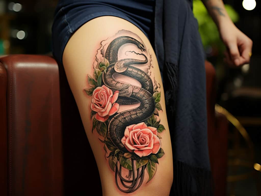 Snake Thigh Tattoo