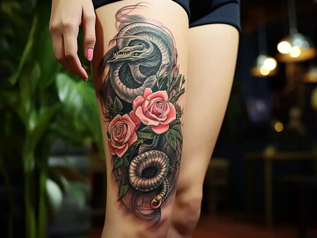 Snake Thigh Tattoo