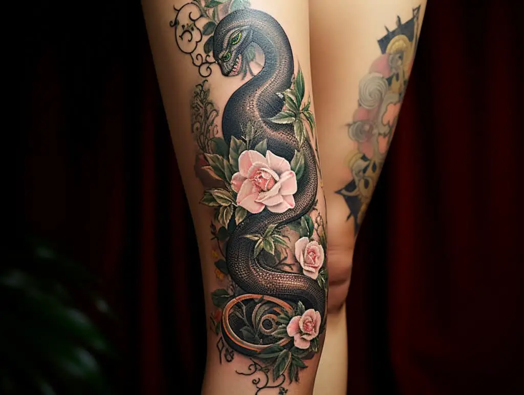 Snake Thigh Tattoo