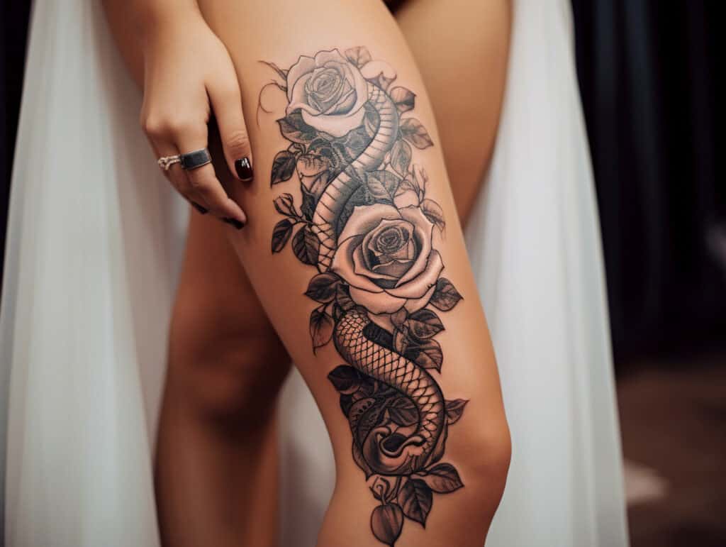 Snake Thigh Tattoo