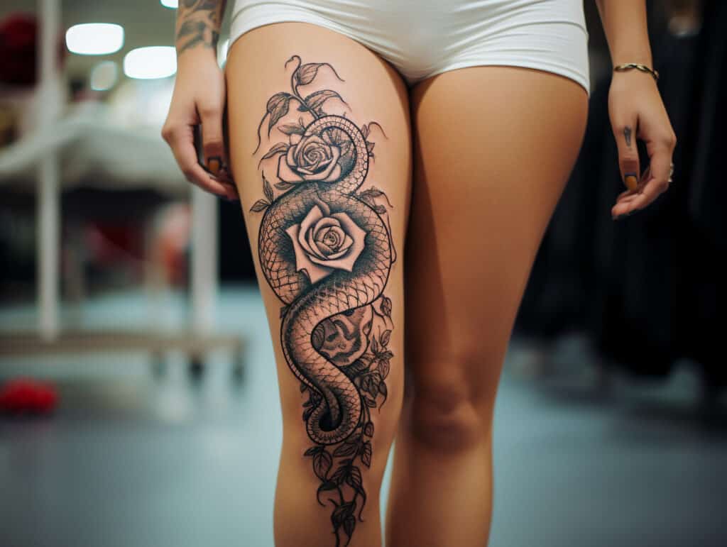 Snake Thigh Tattoo