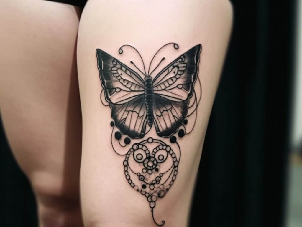 butterfly tattoo above knee