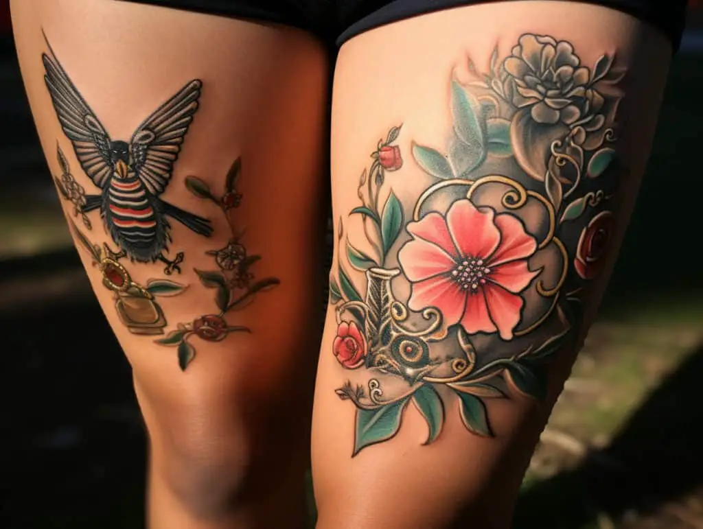 flower tattoo above knee