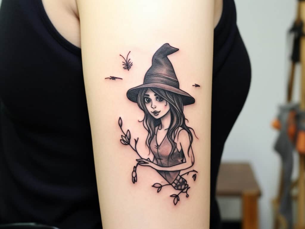 tiny witch tattoo