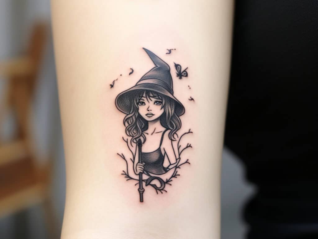 tiny witch tattoo