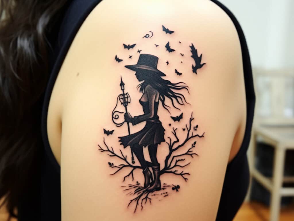 tiny witch tattoo