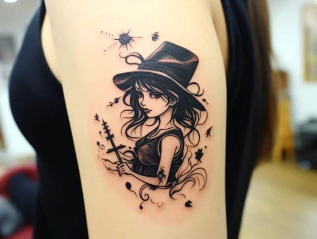 tiny witch tattoo