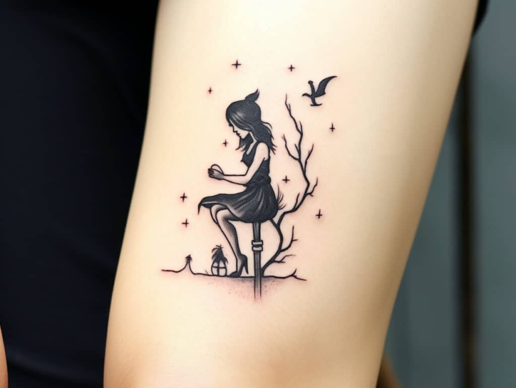 tiny witch tattoo