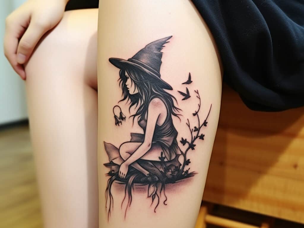 tiny witch tattoo