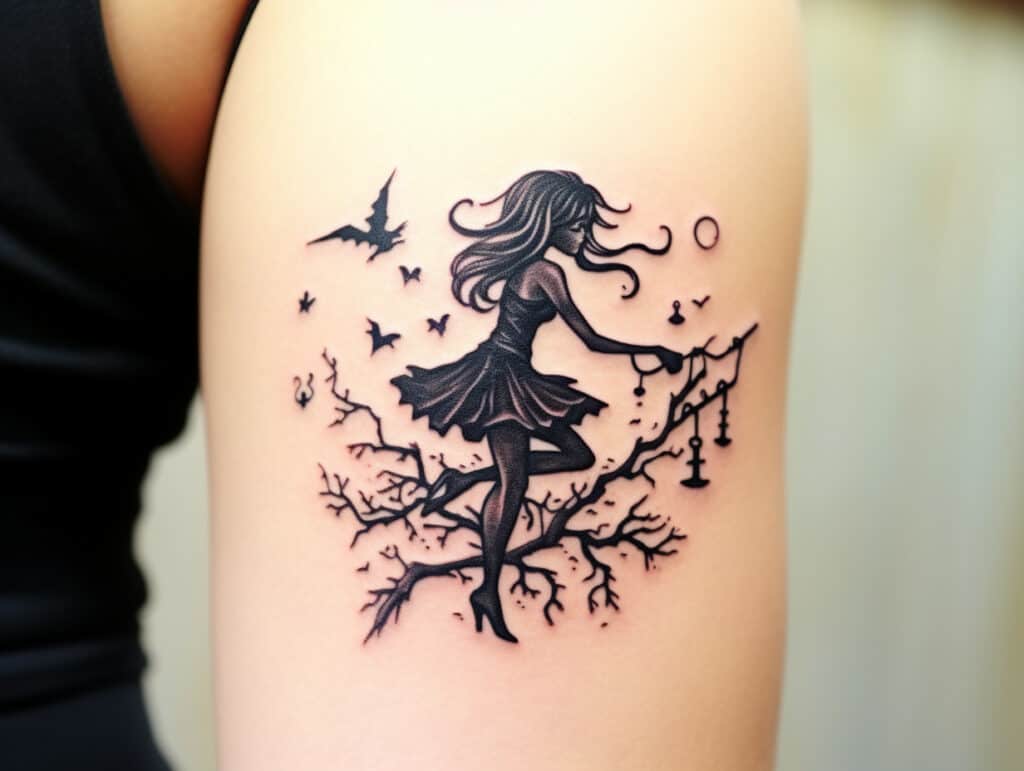 tiny witch tattoo