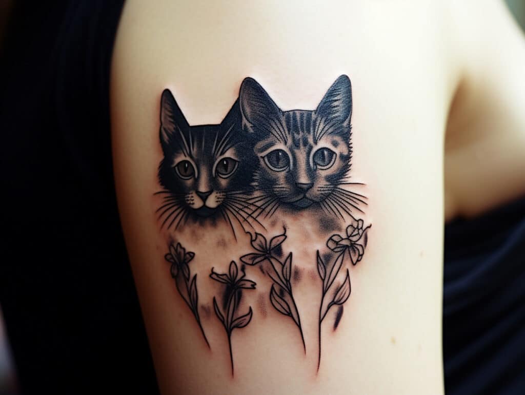 two cats tattoo face