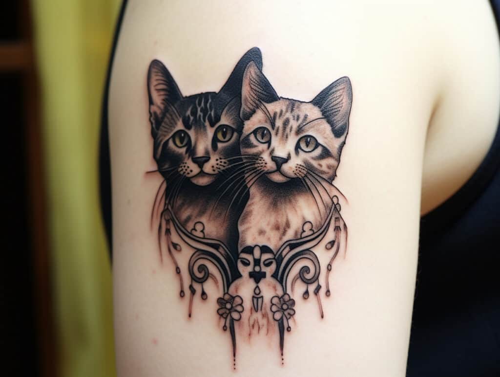 two cats tattoo