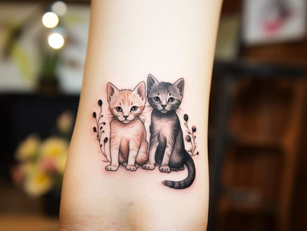 two cats tattoo design