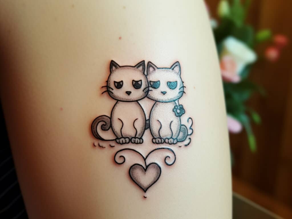 two cats tattoo men