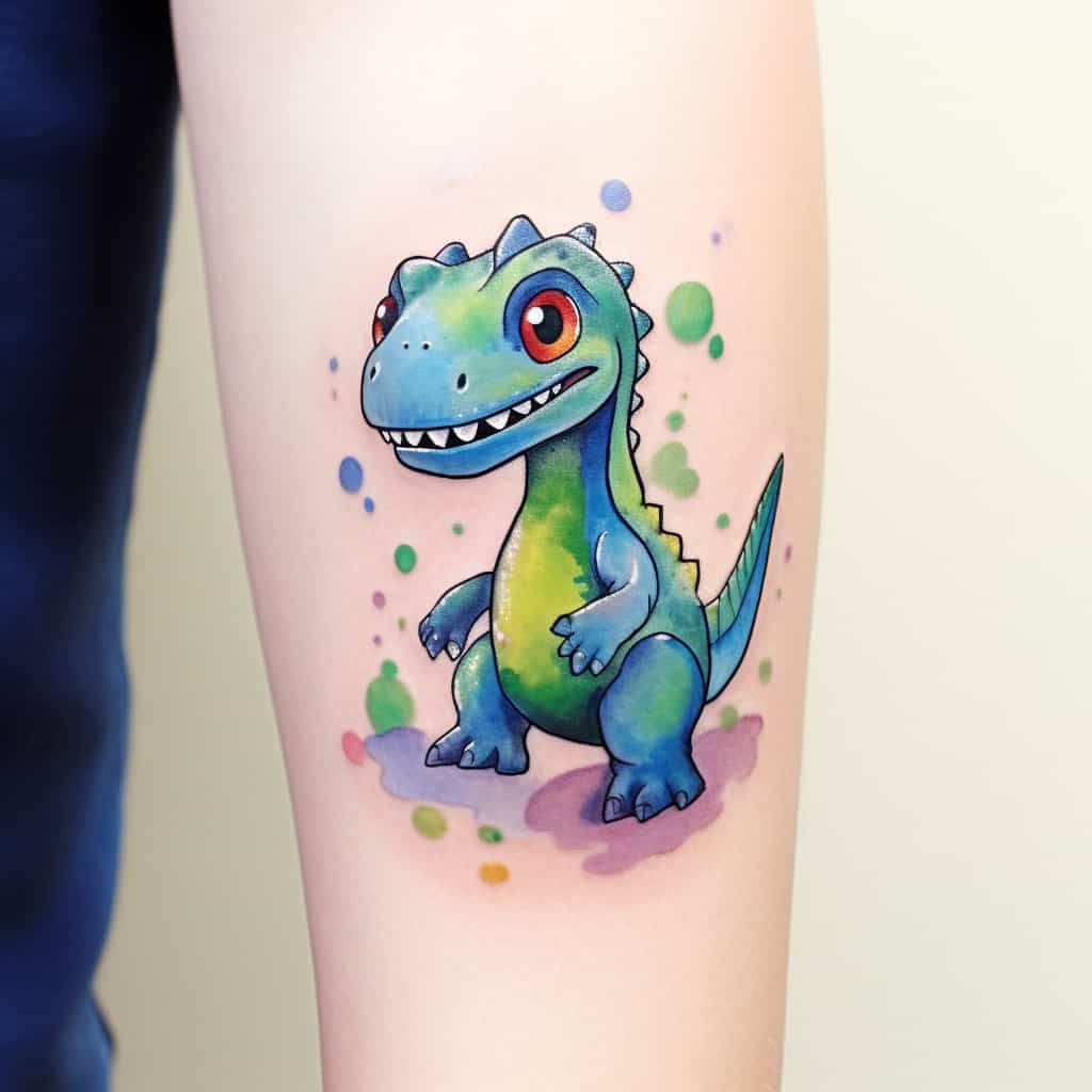 watercolor dinosaur tattoo