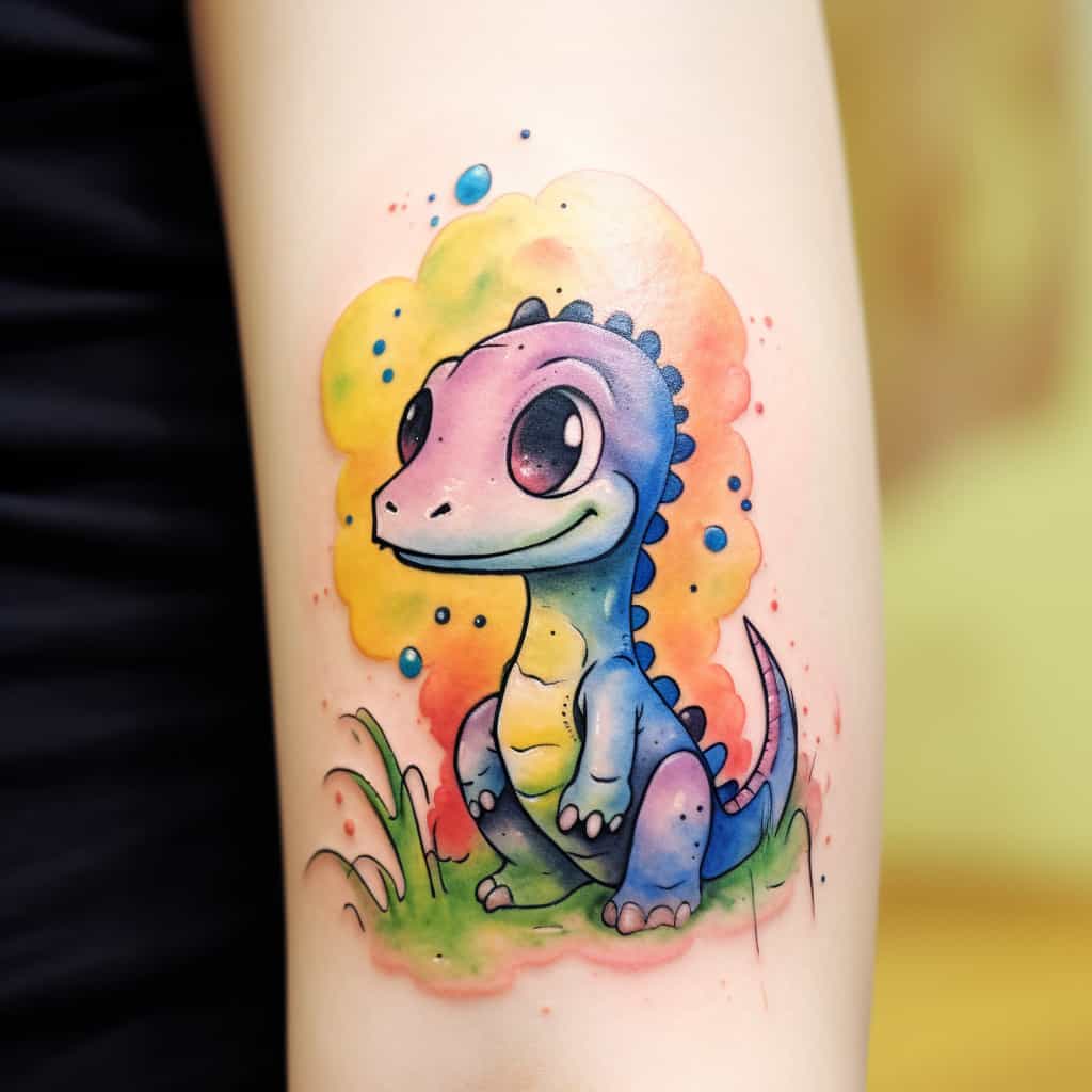 watercolor dinosaur tattoo